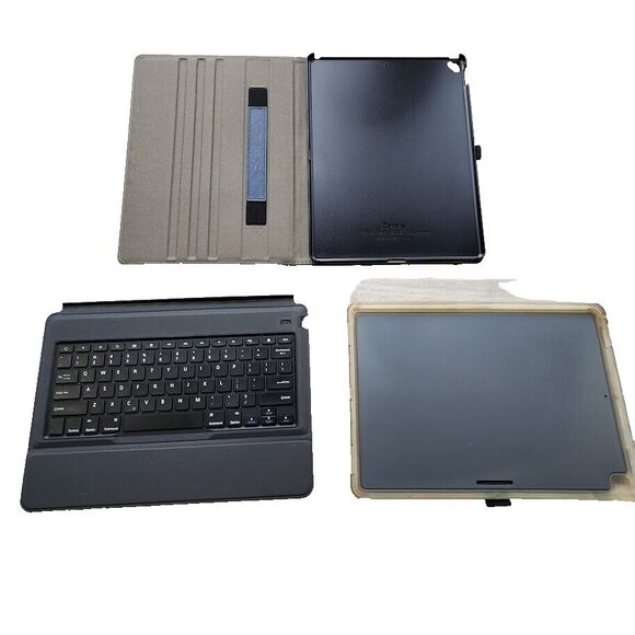 I Pad Pro Hard Case w/Stand & Rechargeable Keyboard & Smart Cover 2017 3 Pieces - Picture 1 of 7